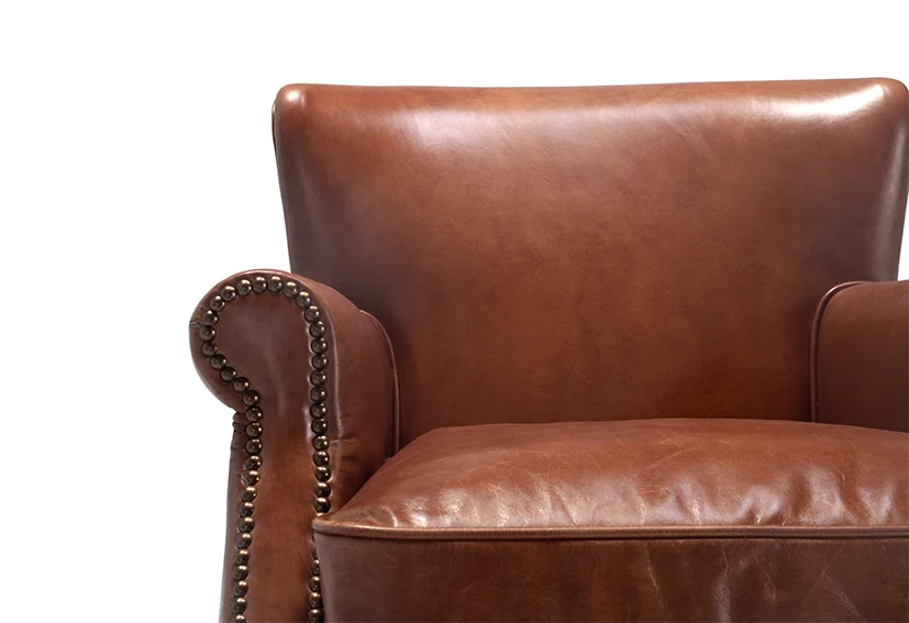 luxury vintage leather Accent Chair-Vintage Dark Brown-PATRON-Iconic Society 5