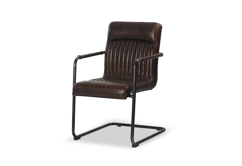 Industrial Top Grain Leather armchair-Brown-ROMA DUE -Iconic Society 3