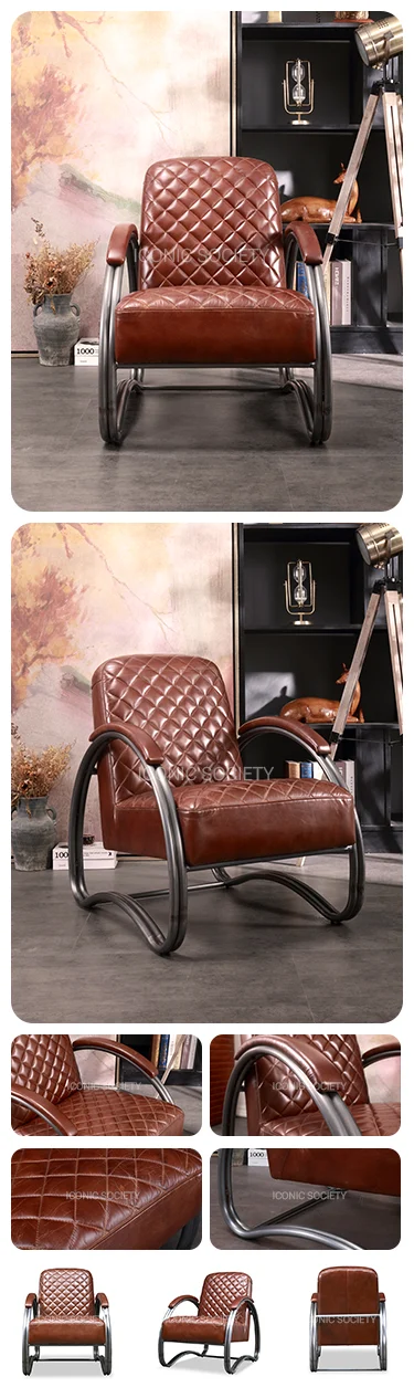 Industrial-Metal-Genuine-Leather-Armchair-Brown-ROLLS-COGNA--Iconic-Society--YD-1