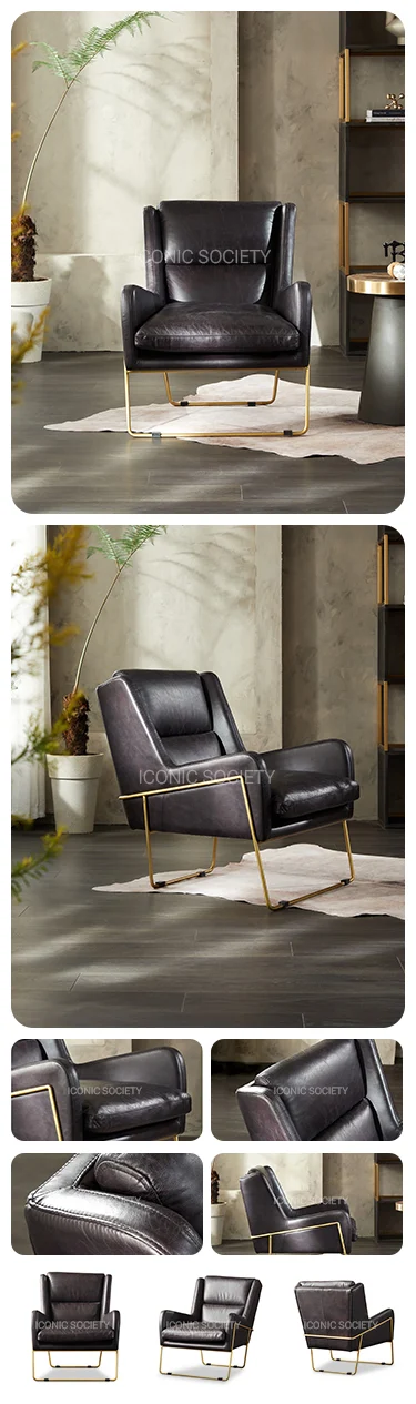 leather sofa manufacturer-Leather Accent Metal Armchair-Black-KEANA-Iconic Society Furniture-YD